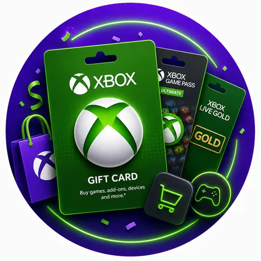 Xbox Cards featuring a variety of gift card designs including Game Pass and Live Gold.