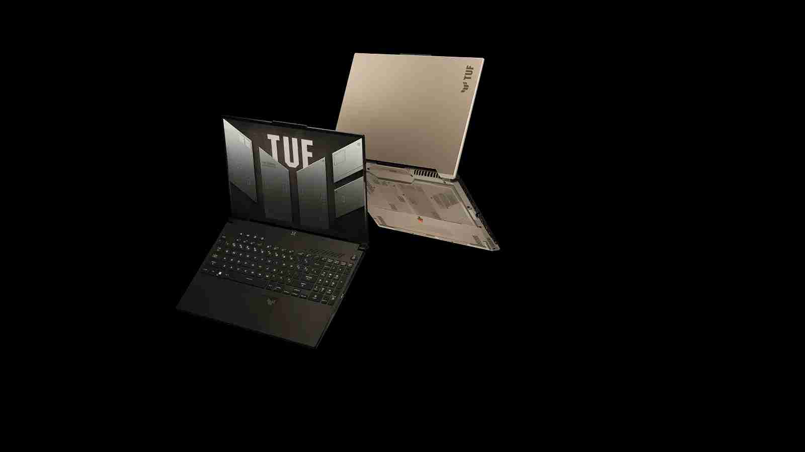 ASUS TUF gaming laptop with distinctive logo and design