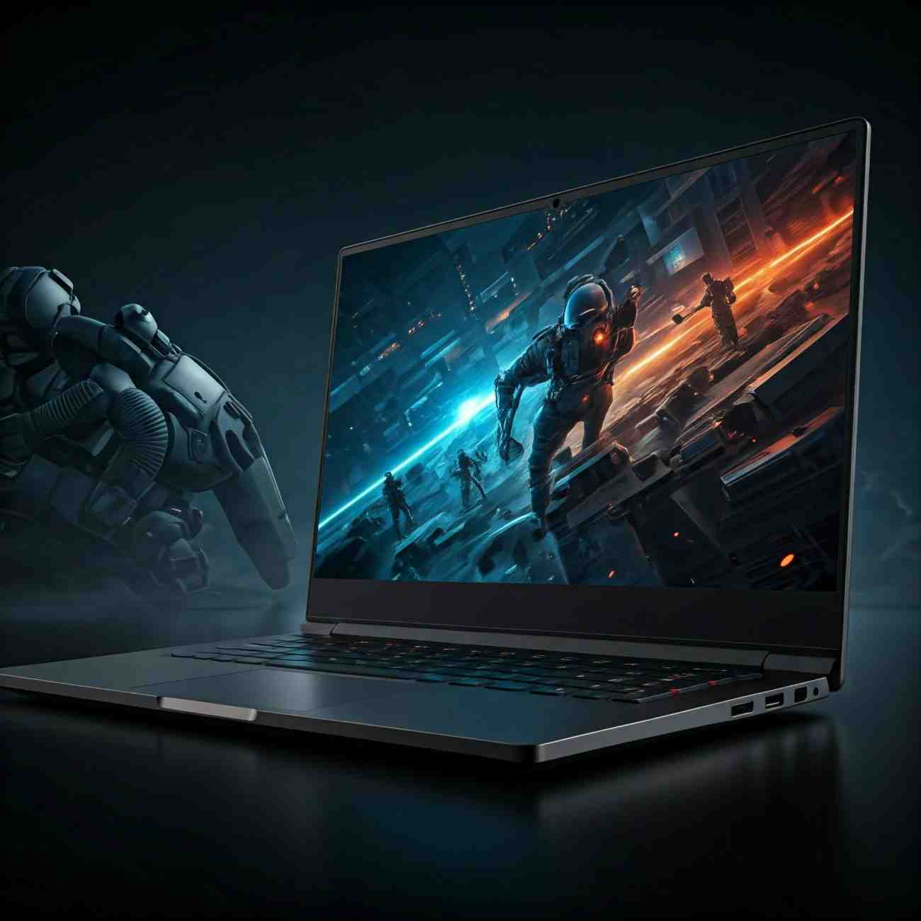 Powerful Gaming Laptop display Futuristic Game Graphics