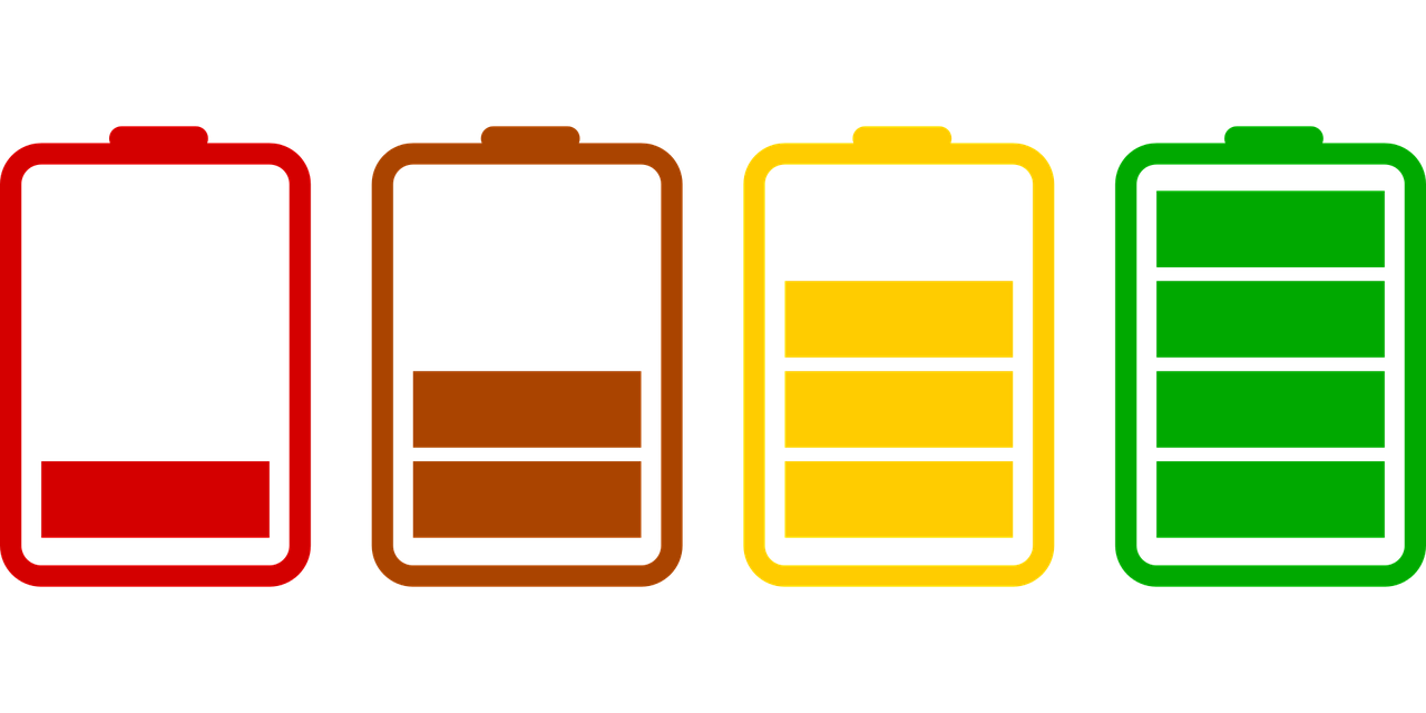 Four battery level indicators