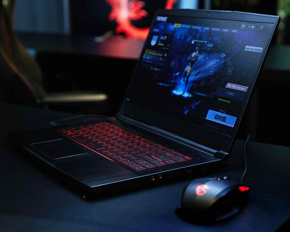 MSI GF63 Thin laptop with a game