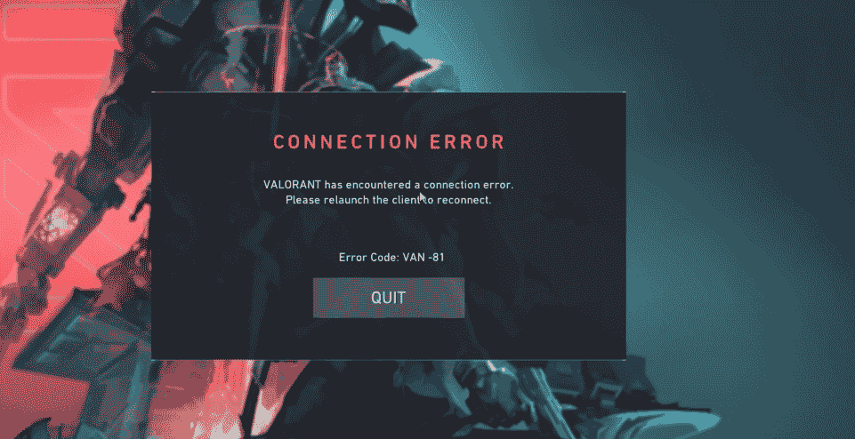 Valorant connection error message